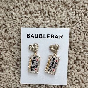BaubleBar Gold and Silver Heart Drop Earrings